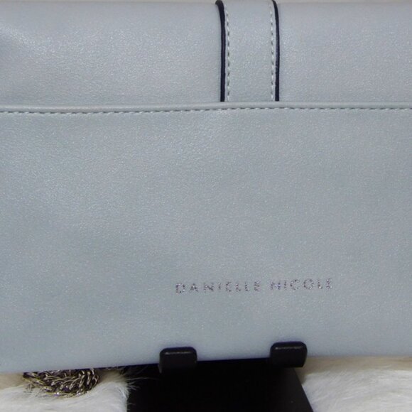 Danielle Nicole Envelope Crossbody Bag Grey Faux Leather Chain Strap Studded - Picture 8 of 10